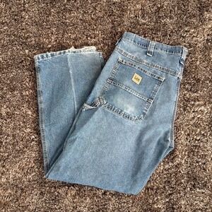 Lee Carpenter Jeans Mens 36x30 Light Wash Denim Utility Work Pants